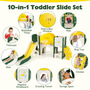 10 in 1 Toddler Slide Set Kids Slide and Climber Playset Indoor Playground