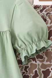 Camo Pumpkin Applique Ruffle Pants Set
