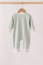 Sage hunting embroidery romper