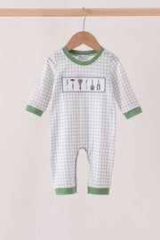 Green tools embroidery romper