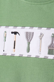 Green tools embroidery pants set