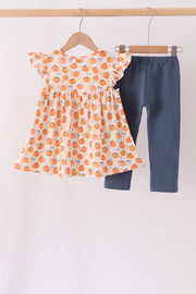 Pumpkin Bow Ruffle Pants Set