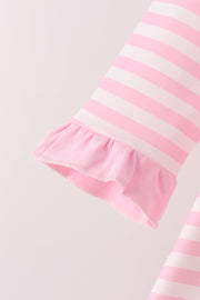 Pink football sequin stripe bloomer set