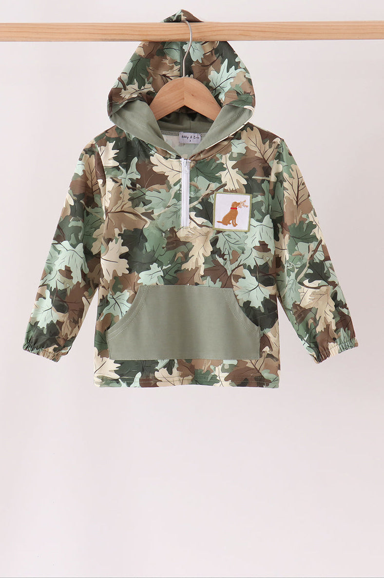 Camouflage puppy embroidery hoodie