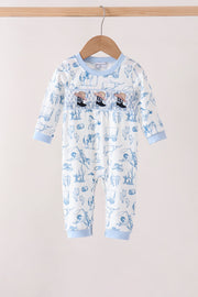 Blue Cowboy Smocked Romper