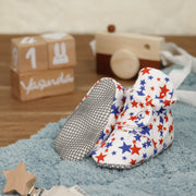 Organic Cotton Baby Booties, Non-Slip Sole, Cotton Newborn Booties Home Nursery Shoes, U.S. Flag