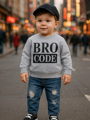 2-Piece Boys' Long-Sleeve Letter Sweatshirt & Ripped Jeans Set - Casual Fall/Winter Outdoor Outfit for Baby Boys 0-3 Years (0-36 Months)