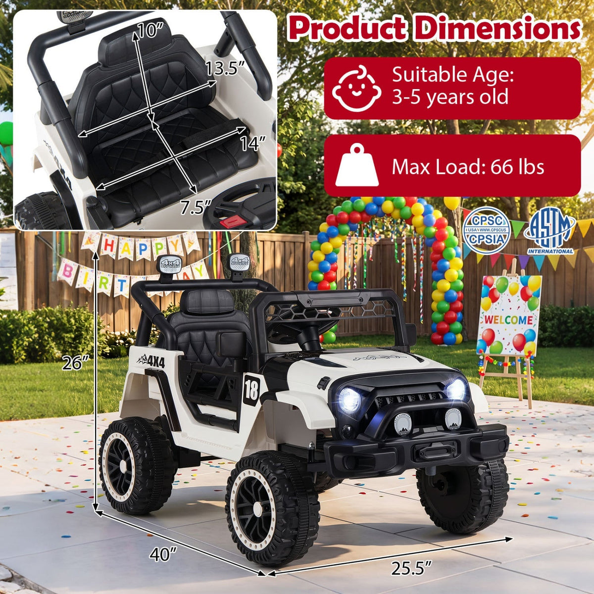 12V Kids Ride On Truck with Remote Control and 3 Speeds