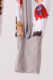 Grey character bamboo zipper romper