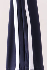 Navy Flare Double Side Stripe Active Pants