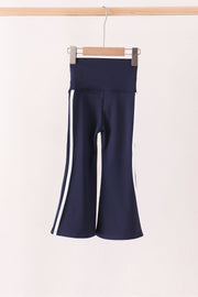 Navy Flare Double Side Stripe Active Pants