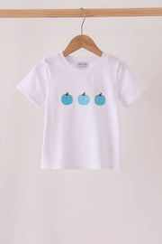 Blue pumpkin embroidery top