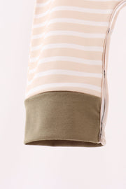 Olive turkey applique stripe romper