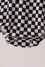 Black car embroidery checkered bubble