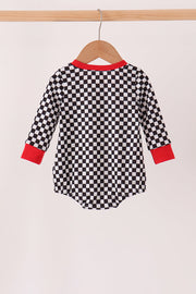 Black car embroidery checkered bubble
