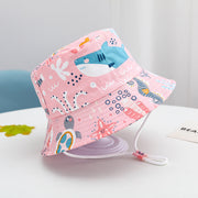 Printed Bucket Hat Cute Car Dinosaur Summer Beach Pure Cotton Fisherman Hat For Babies