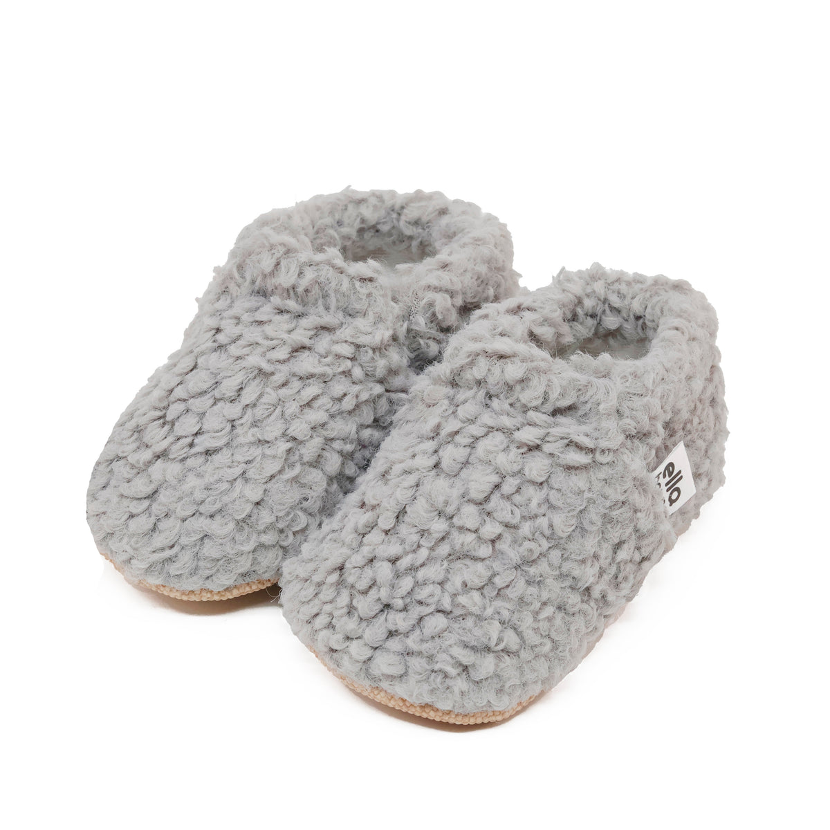 Tedy Baby Booties House Slippers, Non-Slip Sole, Organic Cotton Lining, Home Nursery Shoes Gray