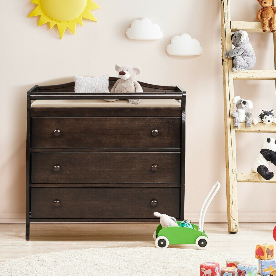 Baby Changing Table Infant Diaper with 3 Drawers and Safety Belt