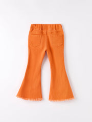 Orange Flared Elastic Jeans