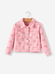 Pink Fall Girls Denim Jacket