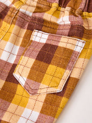 Fall Thanksgiving Brown Plaid Bow Trousers