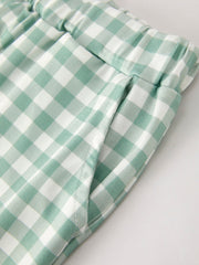 Fall Thanksgiving Chicken Smock Embroidered Green Plaid Boys 'Set