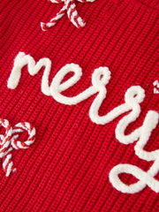Mom and Me Winter Christmas Red "merry" Pullover Sweater