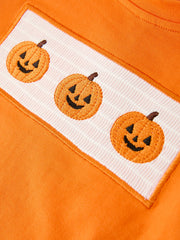 Halloween Pumpkin Plaid Boys Pants Set