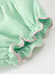 Christmas Mint Green Smocked Santa Baby Girl Bloomer Set