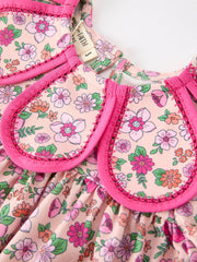 Hot Pink Floral Petals Collar Girl Dress