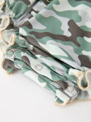 Fall Camo Bow Girls Ruffle Bubble Romper