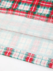 Christmas Tree Plaid Girls Dress Petals Collar Ruffle