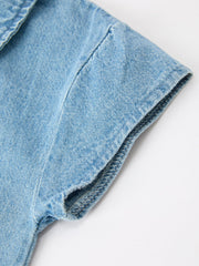 Baby Denim Romper Short Sleeve Polo Bodysuit