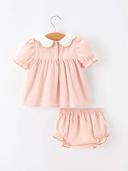 Halloween Pumpkin Embroidered Girls Bloomer Set