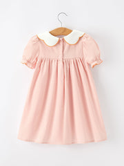 Halloween Pumpkin Applique Girls Puff Sleeve Dress