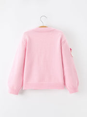 Baby Girl Christmas Pink Santa Bow Knit Cardigan Sweater