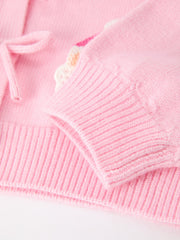 Baby Girl Christmas Pink Santa Bow Knit Cardigan Sweater