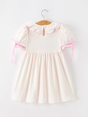 Christmas Smocked Girls Dress Embroidered Holiday Ruffle Collar