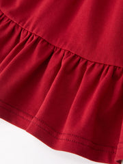 Christmas Girls Red Lace Bow Ruffle Dress