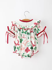 Christmas Baby Girls Holly Jolly Smocked Bubble Romper