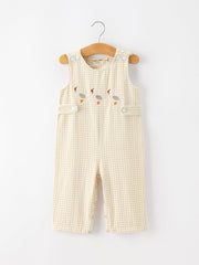 Goose Embroidered Beige Plaid Baby Boys Jonjon