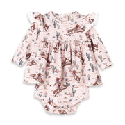 Prairie Princess Baby Girl Western Bamboo Skirted Bodysuit 3-6M