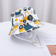 Printed Bucket Hat Cute Car Dinosaur Summer Beach Pure Cotton Fisherman Hat For Babies