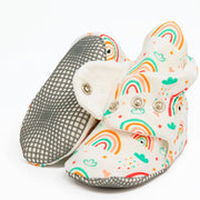 Organic Cotton Baby Booties, Non-Slip Sole, Cotton Newborn Booties Home Nursery Shoes, Rainbow