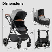 2-in-1 Convertible Baby Stroller with Car Seat Adapters