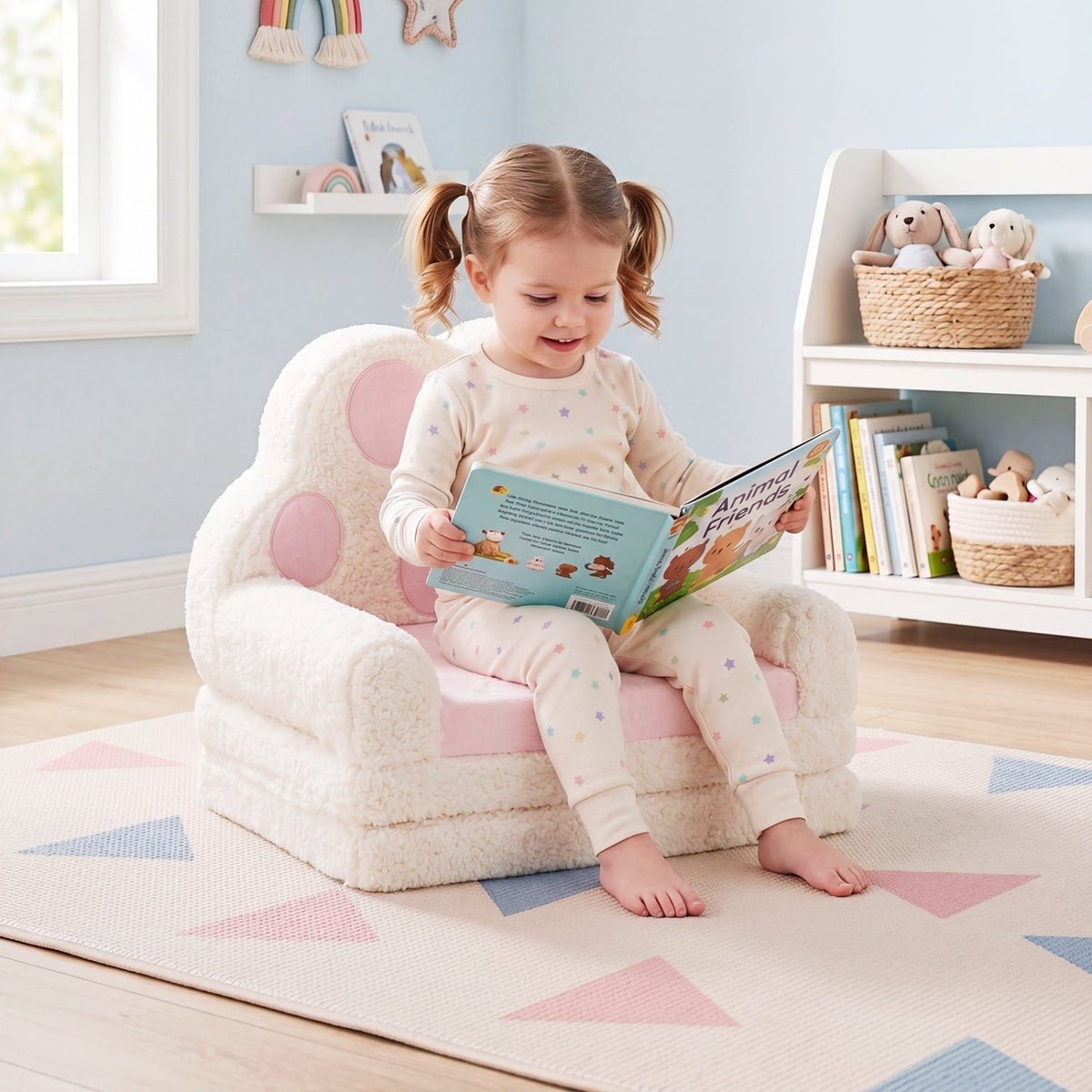 2-in-1 Convertible Kids Sofa to Lounger with Removable Cover
