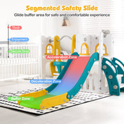 7-in-1 Toddler Swing and Slide Set L-shaped with Ladder and Basketball Hoop