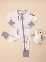 Winter Animals Baby Bamboo Zipper Romper