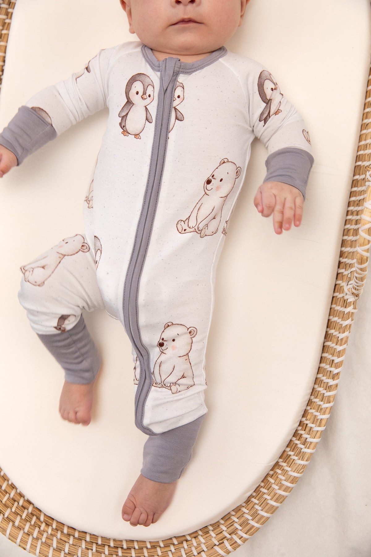 Winter Animals Baby Bamboo Zipper Romper