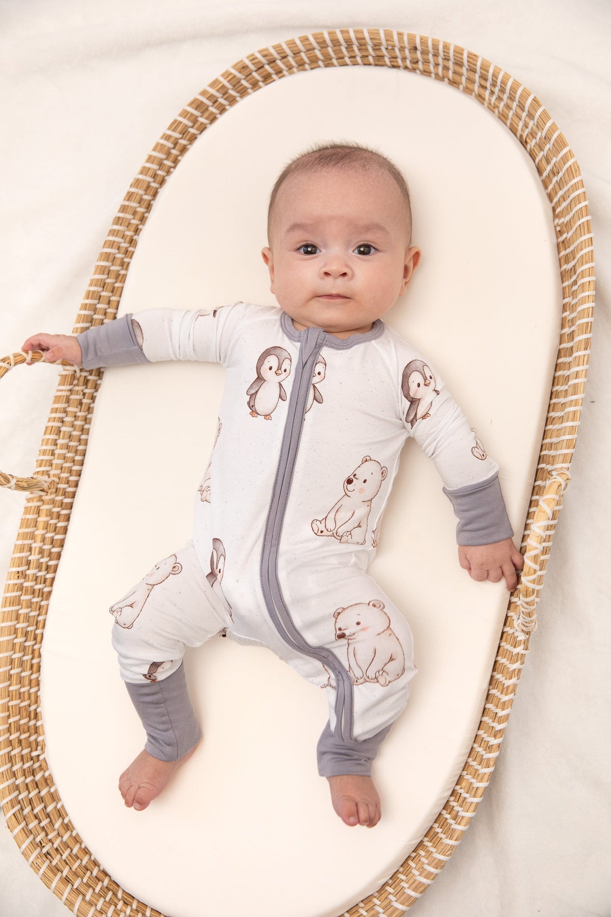 Winter Animals Baby Bamboo Zipper Romper